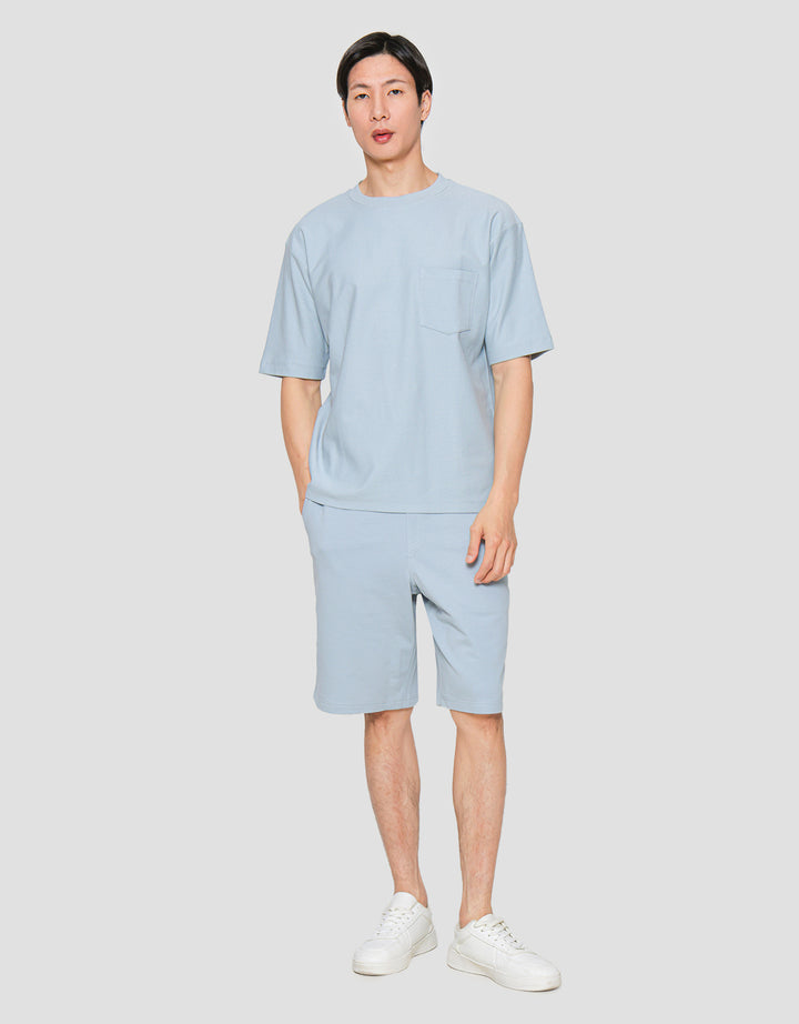 Suko Oversized Pocket Textured Round Collar Men's Short Sleeve T-Shirt