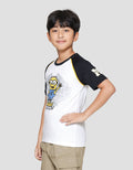 Character Minions Raglan Print Kaos Anak Laki-laki