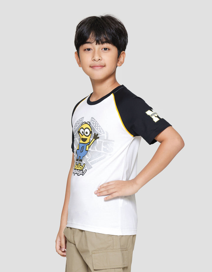 Character Minions Raglan Print Kaos Anak Laki-laki