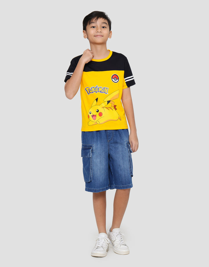 Character Pokemon Pikachu Cut Sewn  Kaos Lengan Pendek Anak Laki-laki