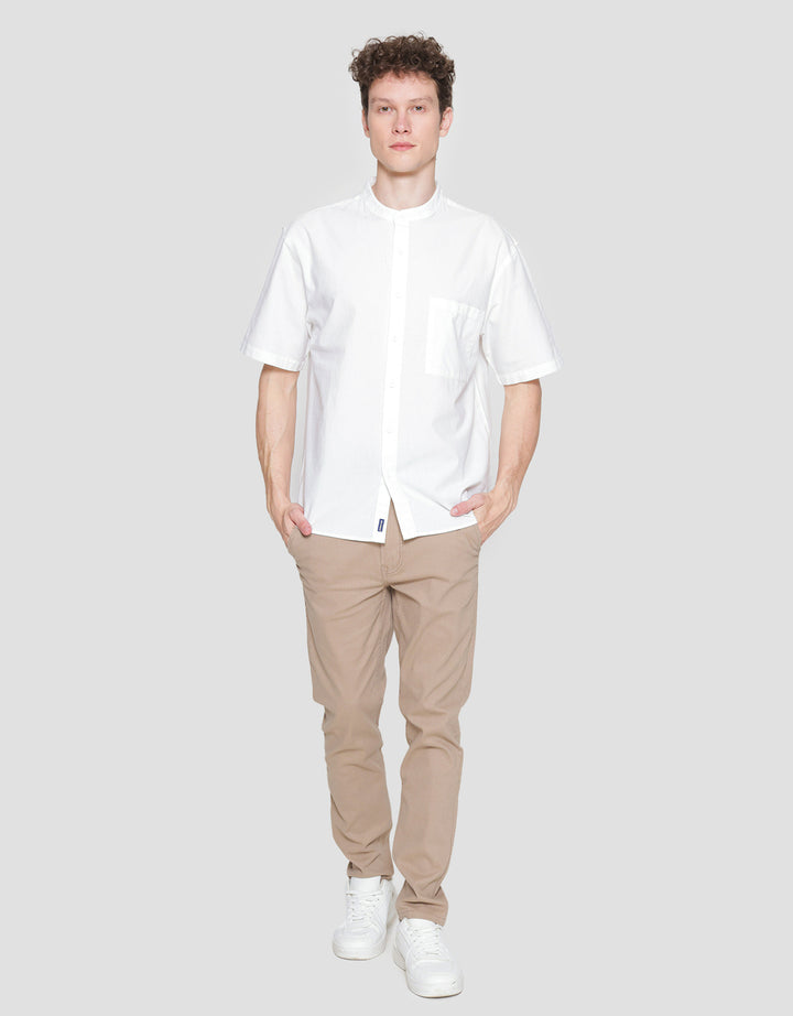 Nevada Solid Slub Kemeja Koko Lengan Pendek Pria