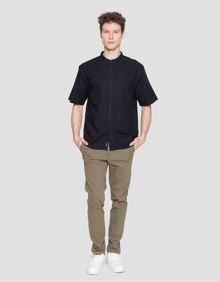 Nevada Solid Slub Kemeja Koko Lengan Pendek Pria