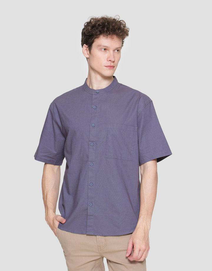 Nevada Solid Slub Kemeja Koko Lengan Pendek Pria