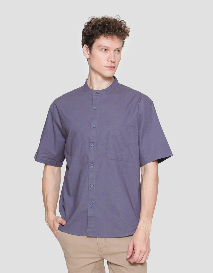 Nevada Solid Slub Kemeja Koko Lengan Pendek Pria