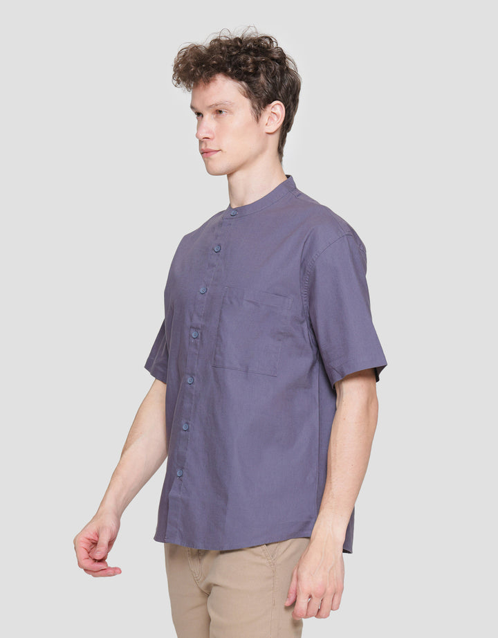 Nevada Solid Slub Kemeja Koko Lengan Pendek Pria