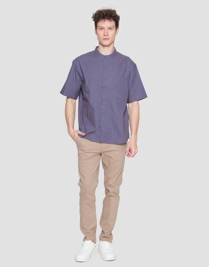 Nevada Solid Slub Kemeja Koko Lengan Pendek Pria