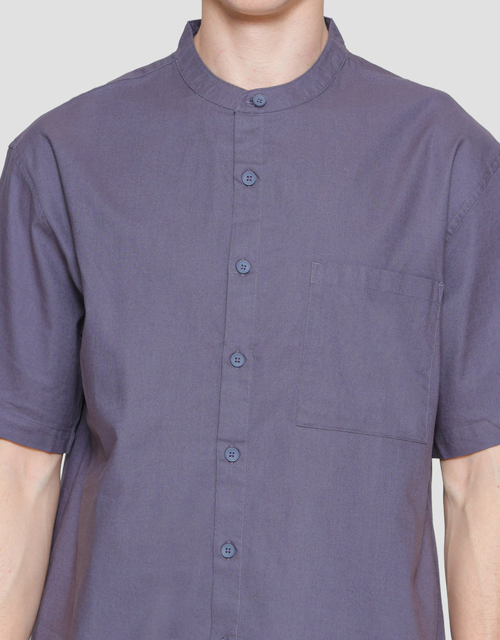 Nevada Solid Slub Kemeja Koko Lengan Pendek Pria