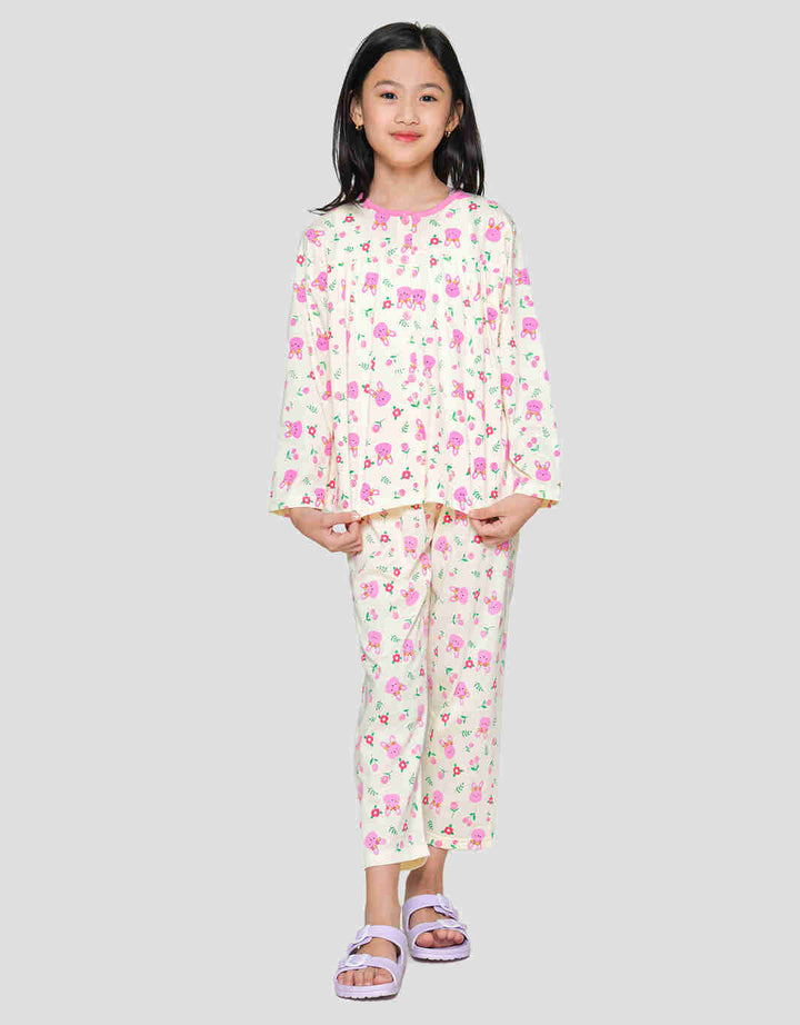 Nevada Print Bunny Flower Pajamas Set for Girls