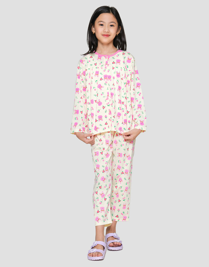 Nevada Print Bunny Flower Piyama Set Anak Perempuan