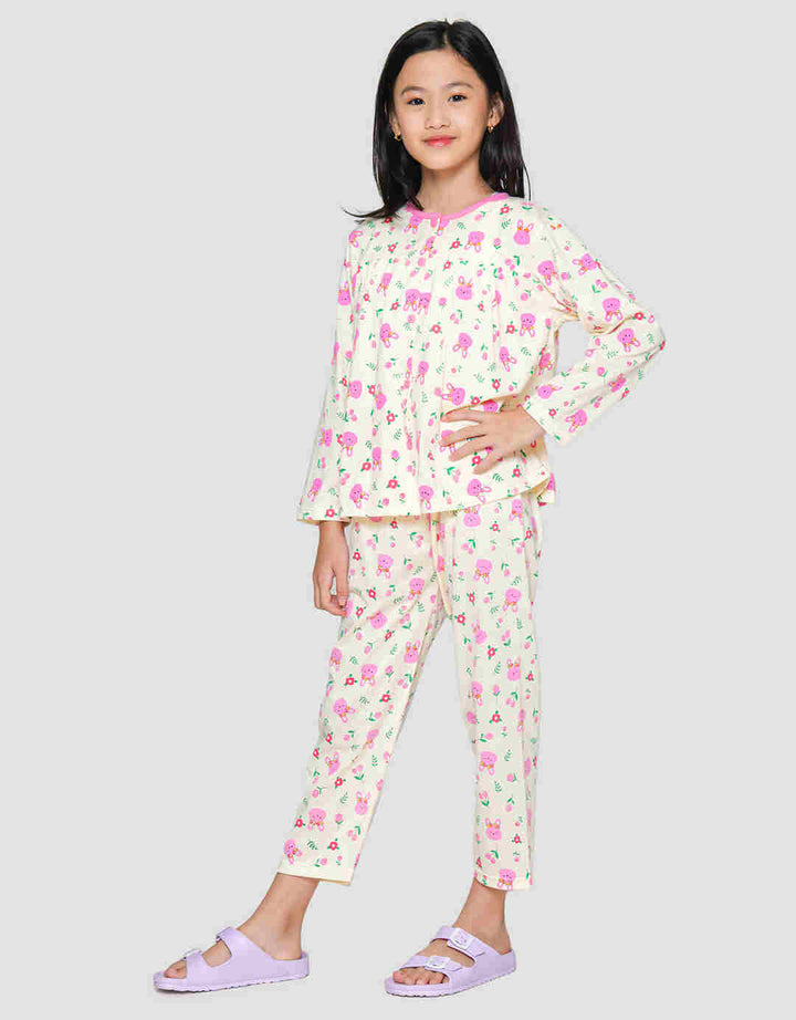 Nevada Print Bunny Flower Pajamas Set for Girls