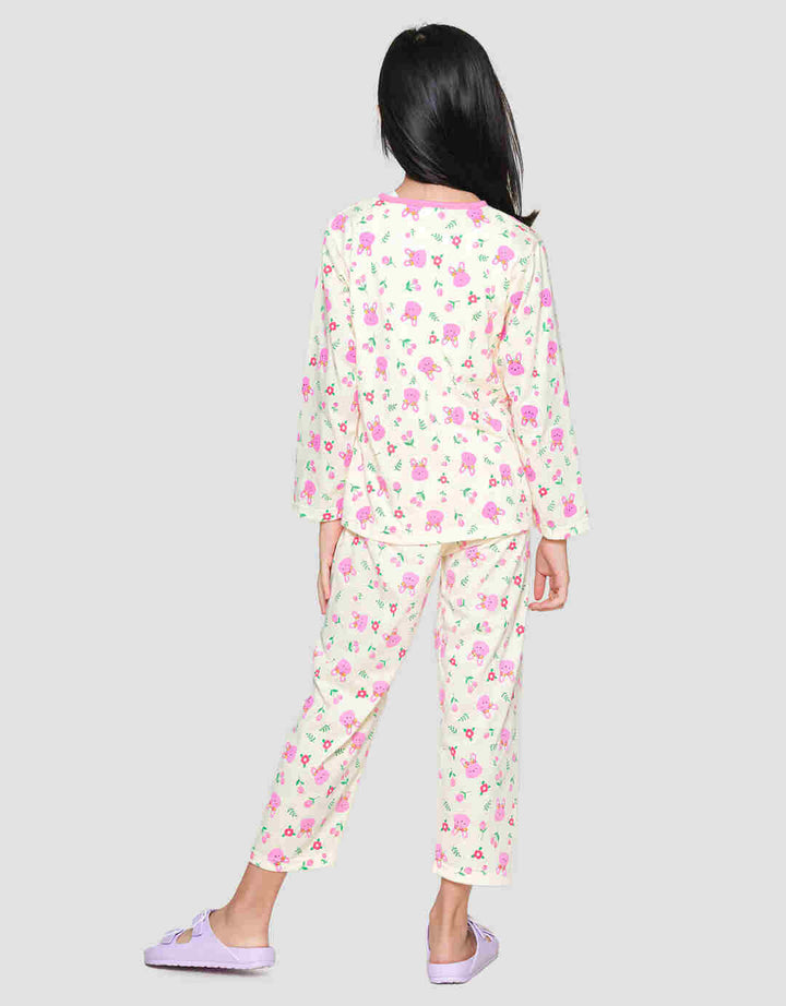 Nevada Print Bunny Flower Pajamas Set for Girls
