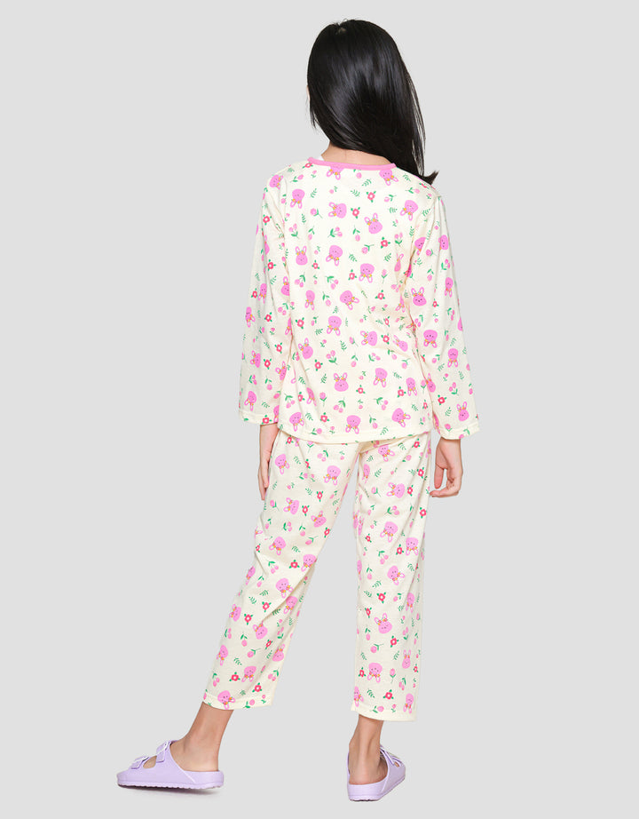 Nevada Print Bunny Flower Piyama Set Anak Perempuan