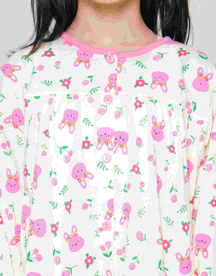 Nevada Print Bunny Flower Pajamas Set for Girls