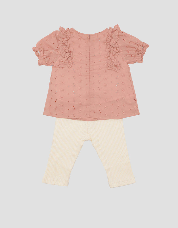 Little M Embro Text Set Pakaian Anak Perempuan