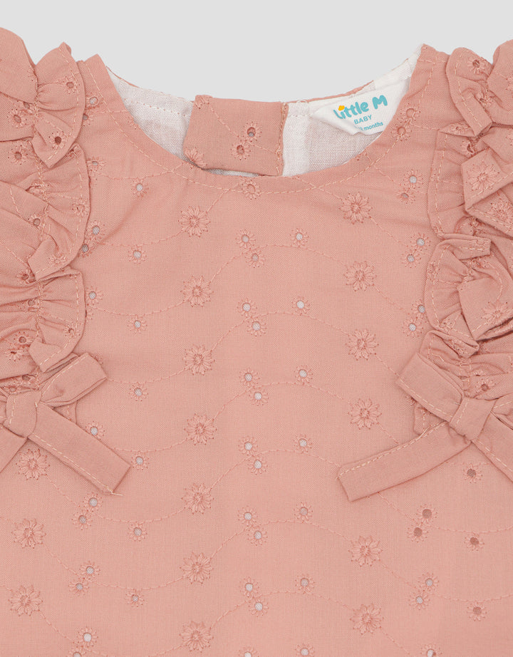 Little M Embro Text Set Pakaian Anak Perempuan