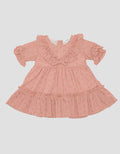 Pipiniko Texture Embro Flower Midi Dress for Girls