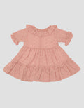 Pipiniko Texture Embro Flower Midi Dress for Girls