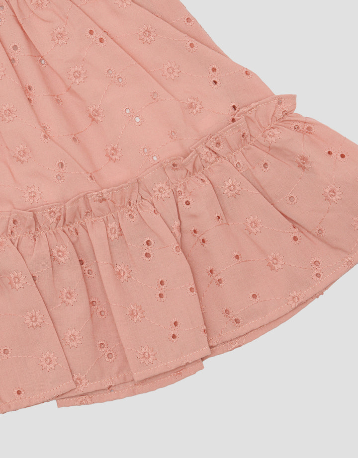 Pipiniko Texture Embro Flower Midi Dress for Girls