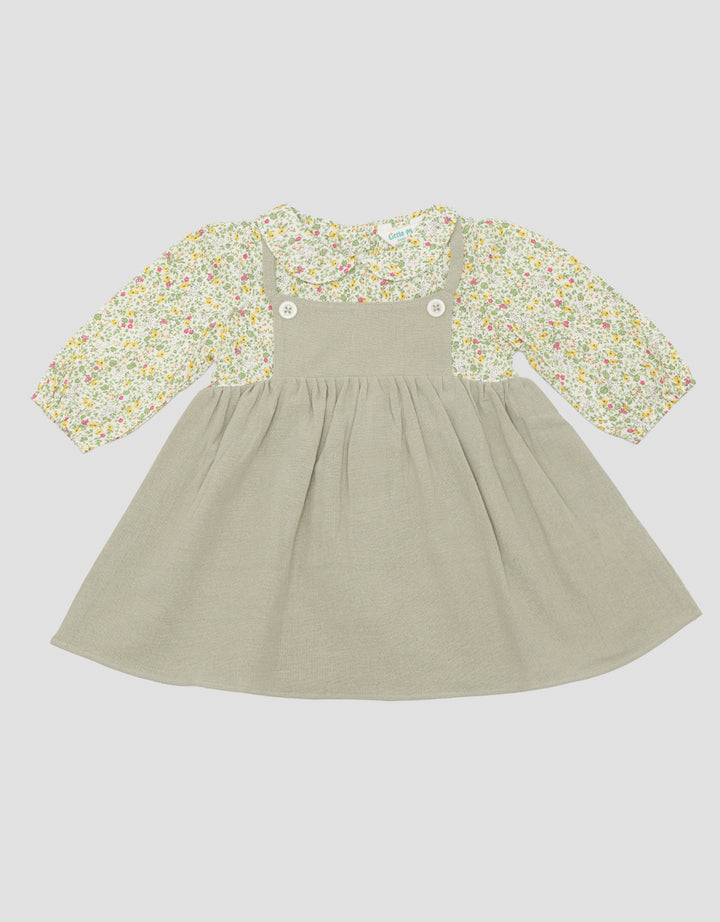 Little M Floral Overall Dress for Girls