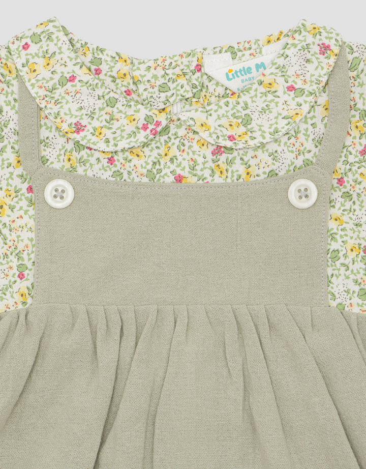 Little M Floral Overall Dress for Girls