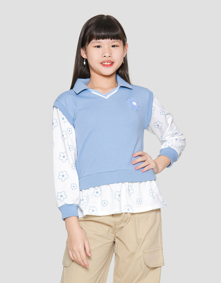 Nevada Flower Motif Vest Sweater Anak Perempuan