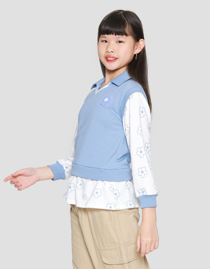 Nevada Flower Motif Vest Sweater Anak Perempuan