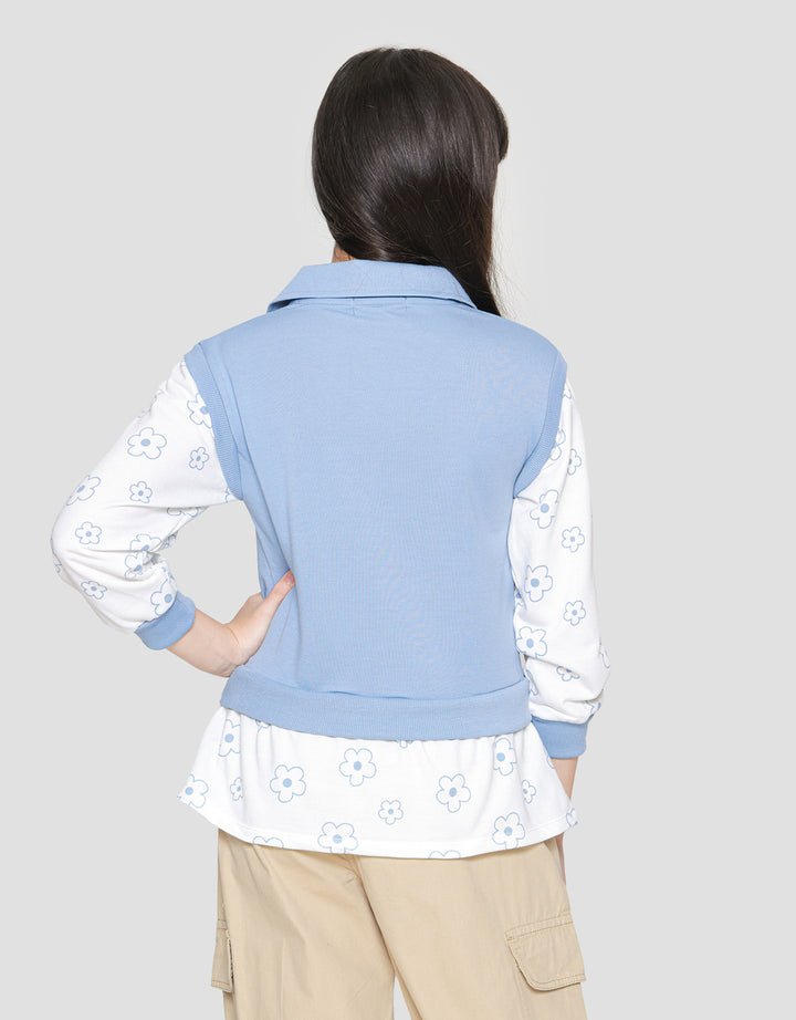 Nevada Flower Motif Vest Sweater Anak Perempuan