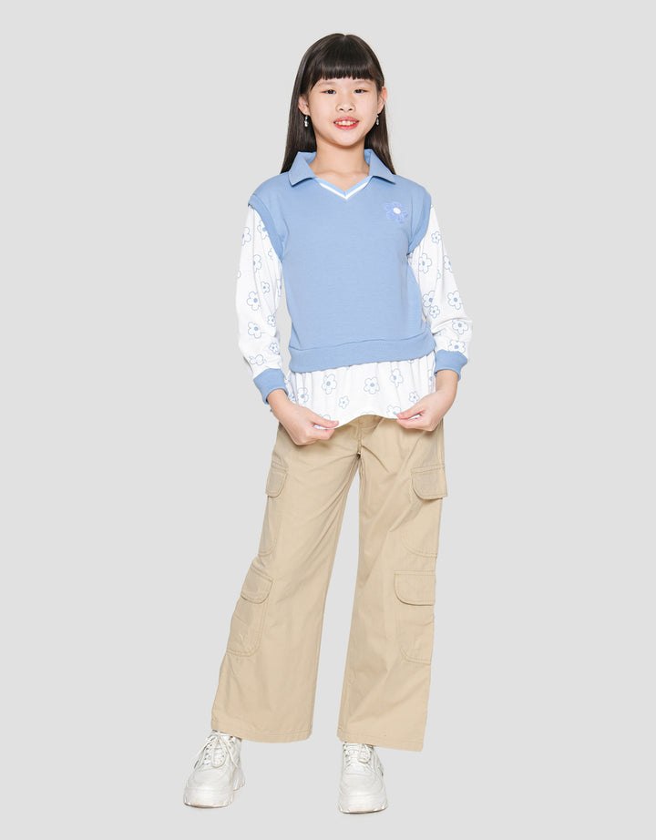Nevada Flower Motif Vest Sweater Anak Perempuan