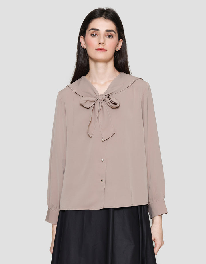 Connexion Sailor Ribbon Blouse Lengan Panjang Wanita