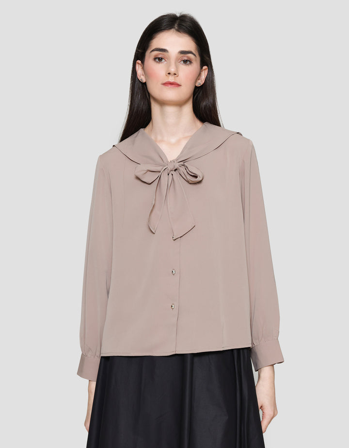 Connexion Sailor Ribbon Blouse Lengan Panjang Wanita