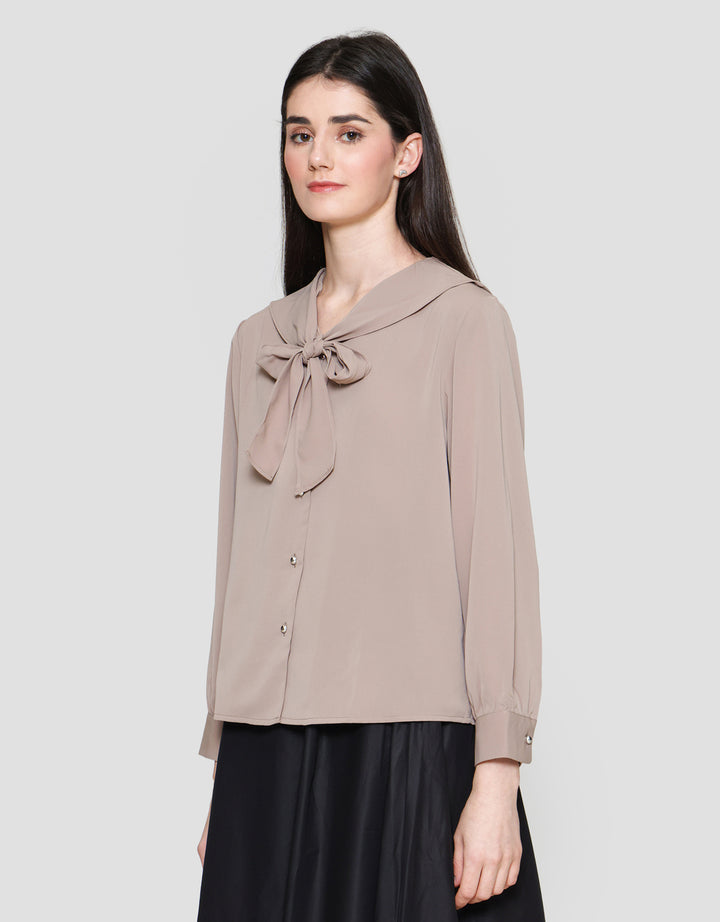 Connexion Sailor Ribbon Blouse Lengan Panjang Wanita