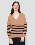 Connexion Rajut Mango Stripe Kaos Lengan Panjang Wanita