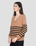 Connexion Rajut Mango Stripe Kaos Lengan Panjang Wanita