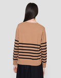 Connexion Rajut Mango Stripe Kaos Lengan Panjang Wanita