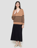 Connexion Rajut Mango Stripe Kaos Lengan Panjang Wanita