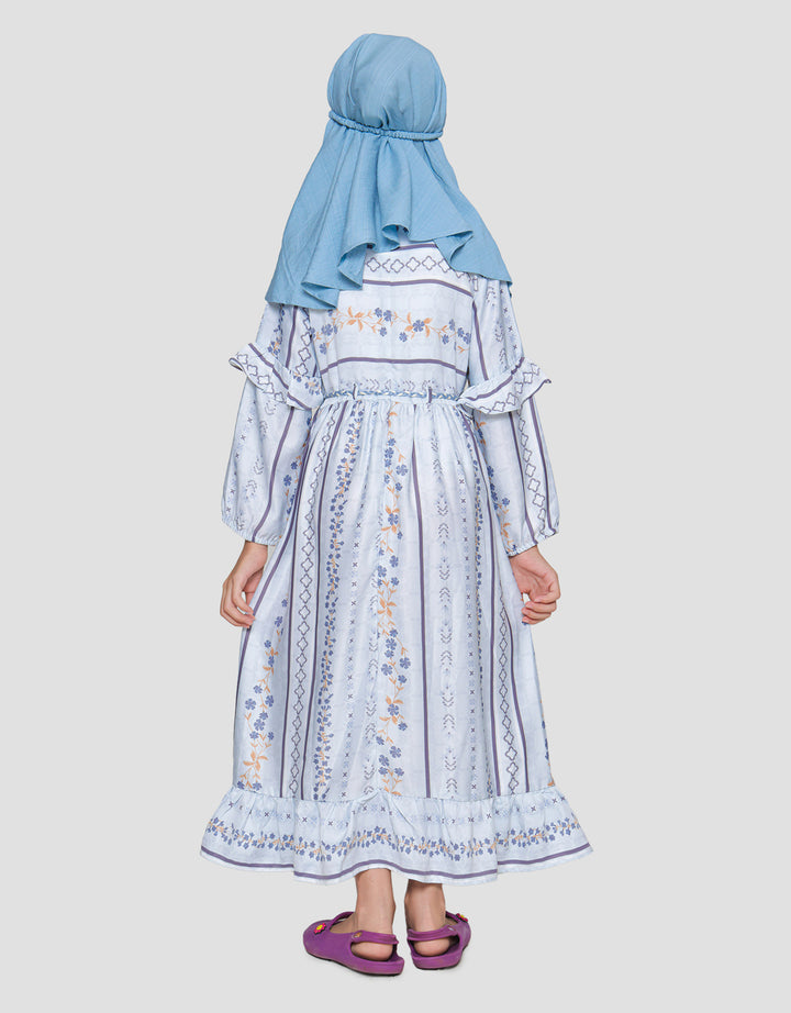 Sweet Miss Twinning Print Flower With Hijab Maxi Dress for Girls