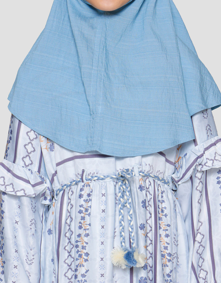 Sweet Miss Twinning Print Flower With Hijab Maxi Dress for Girls