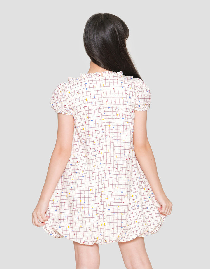 Sweet Miss Casual Balon Print Kotak Midi Dress Anak Perempuan