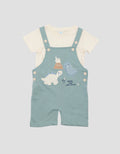 Pipiniko Overall 2 Dino Jumpsuit Set Bayi Laki-Laki