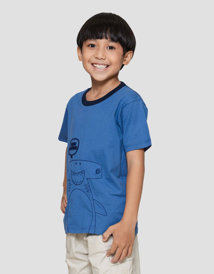 Little M Bordir I Love Shark Kaos Lengan Pendek Anak Laki-Laki