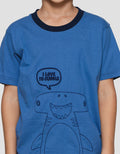 Little M Bordir I Love Shark Kaos Lengan Pendek Anak Laki-Laki