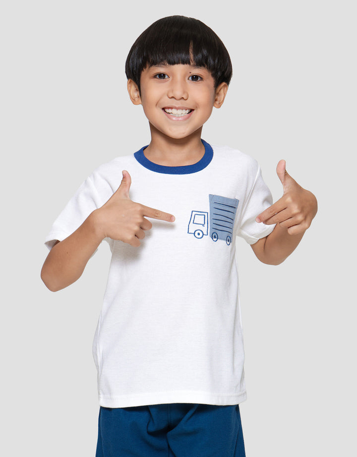 Little M Texture Waffle Kantong Farmlife Kaos Lengan Pendek Anak Laki-Laki