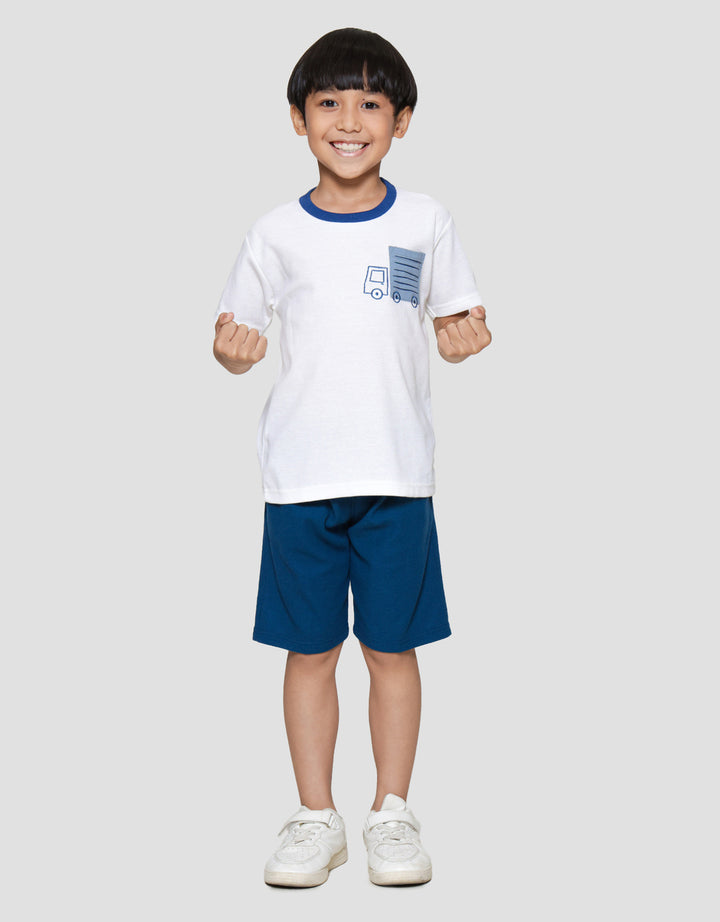 Little M Texture Waffle Kantong Farmlife Kaos Lengan Pendek Anak Laki-Laki