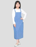 Nevada Salur Kantong Kerut Midi Dress Overall Denim Anak Perempuan