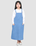 Nevada Salur Kantong Kerut Midi Dress Overall Denim Anak Perempuan