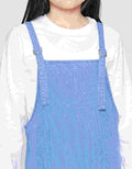 Nevada Salur Kantong Kerut Midi Dress Overall Denim Anak Perempuan