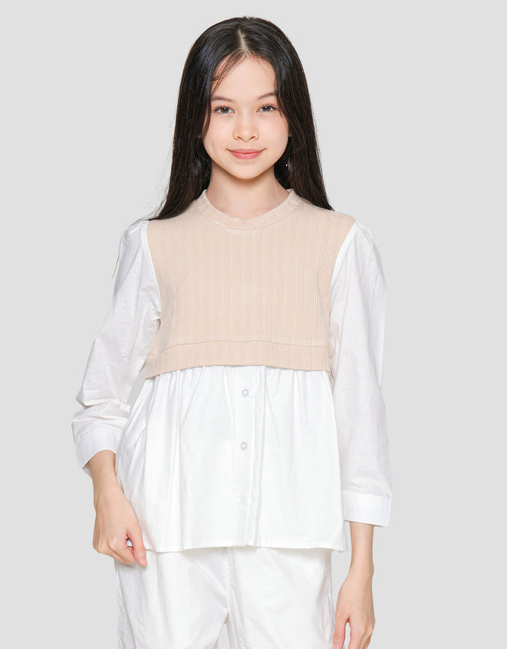 Nevada Combi Knit Texture Girls Shirt