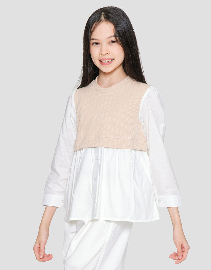 Nevada Combi Knit Texture Girls Shirt