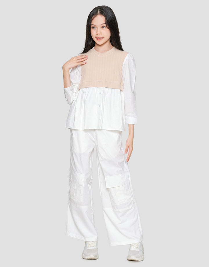 Nevada Combi Knit Texture Girls Shirt