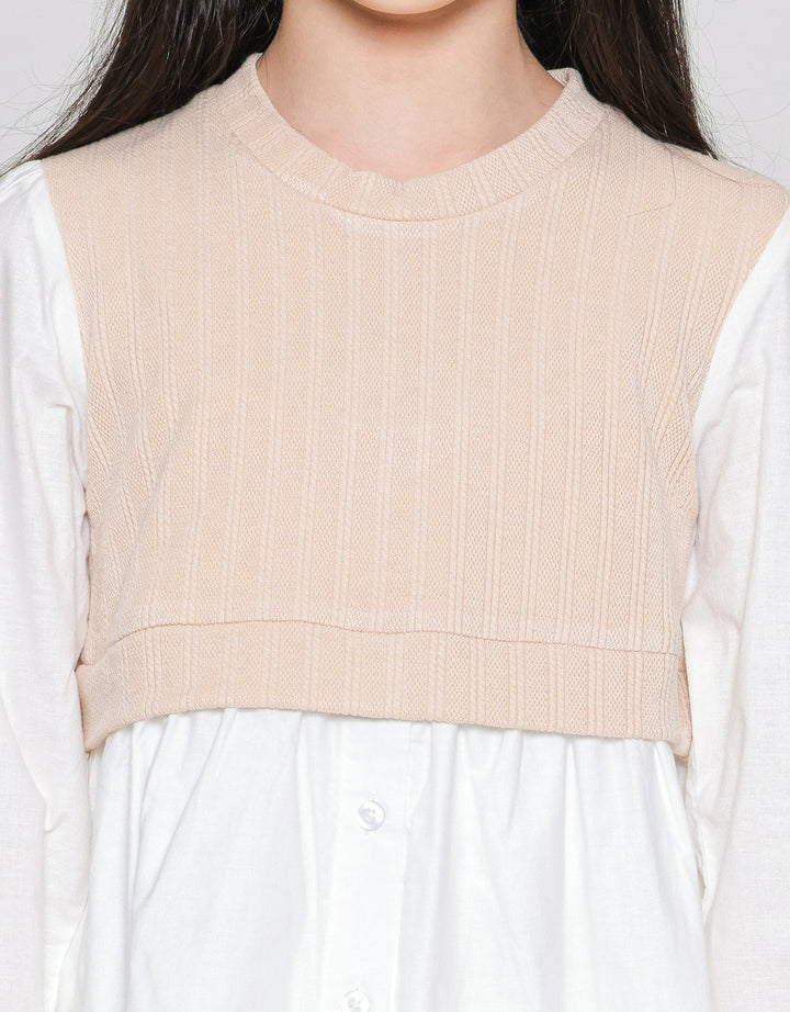 Nevada Combi Knit Texture Girls Shirt